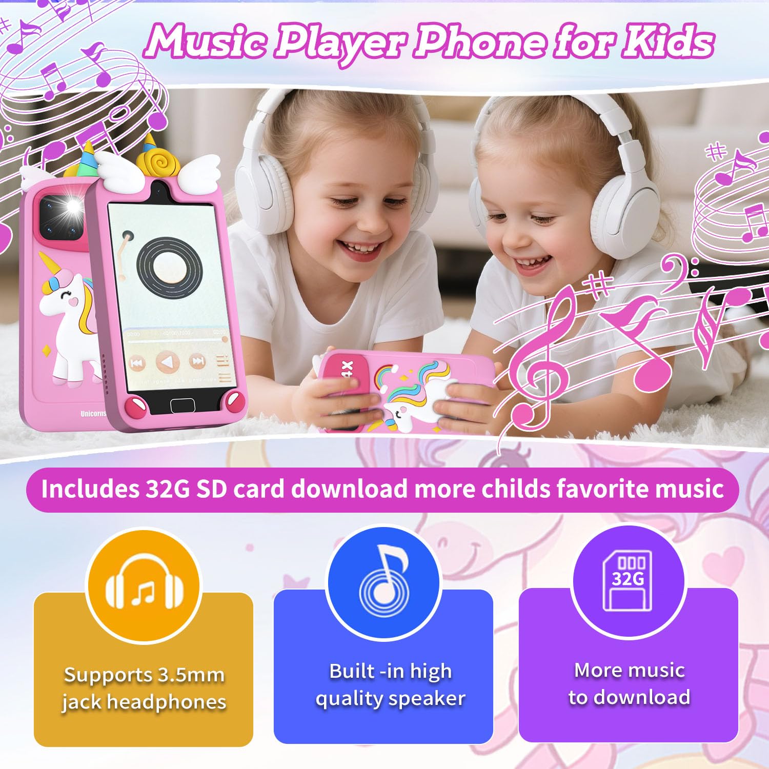 Teléfono inteligente para niños para niñas, teléfono celular de doble cámara con pantalla táctil de 4.0 pulgadas, juguetes educativos de aprendizaje preescolar, regalos de cumpleaños para edades de 3 5