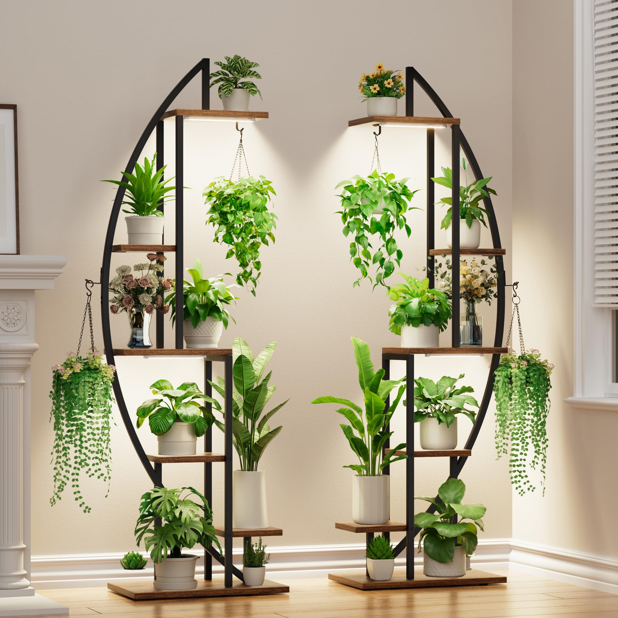 BACEKOLL 6 Ebenen Blumenständer mit Wachstumslichtern für Innen Fensterbank Wohnzimmer 2 STÜCK