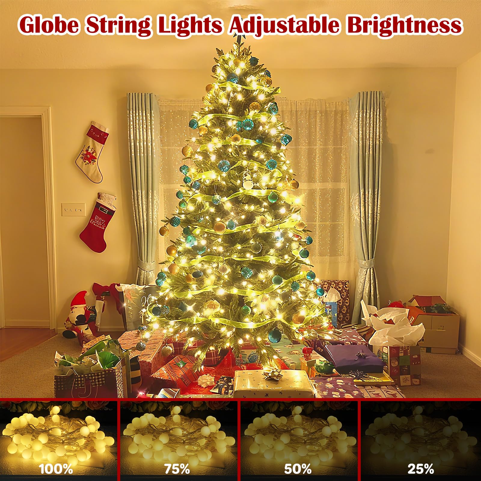 Globe String Lights for Indoor and Outdoor Rooms in 2026 2 FairyGlim 33FT 100LED Christmas Lights Indoor Globe String Lights for — product photo