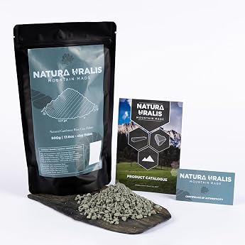 Natura Uralis Cambrian Blue Clay Flakes 500 g Natural Blue Clay Blue/Grey to Pastel Blue Amazing Crunch Satisfying Earthy Velvety and Firm Texture ASMR Experience