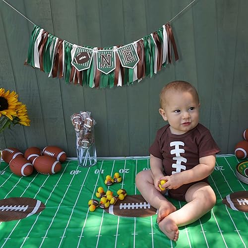 Miniatura 3 de Cartel para silla alta de fútbol uno decoración de fiesta de primer cumpleaños, pancarta de fútbol para primera silla de bebé, decoración temática
