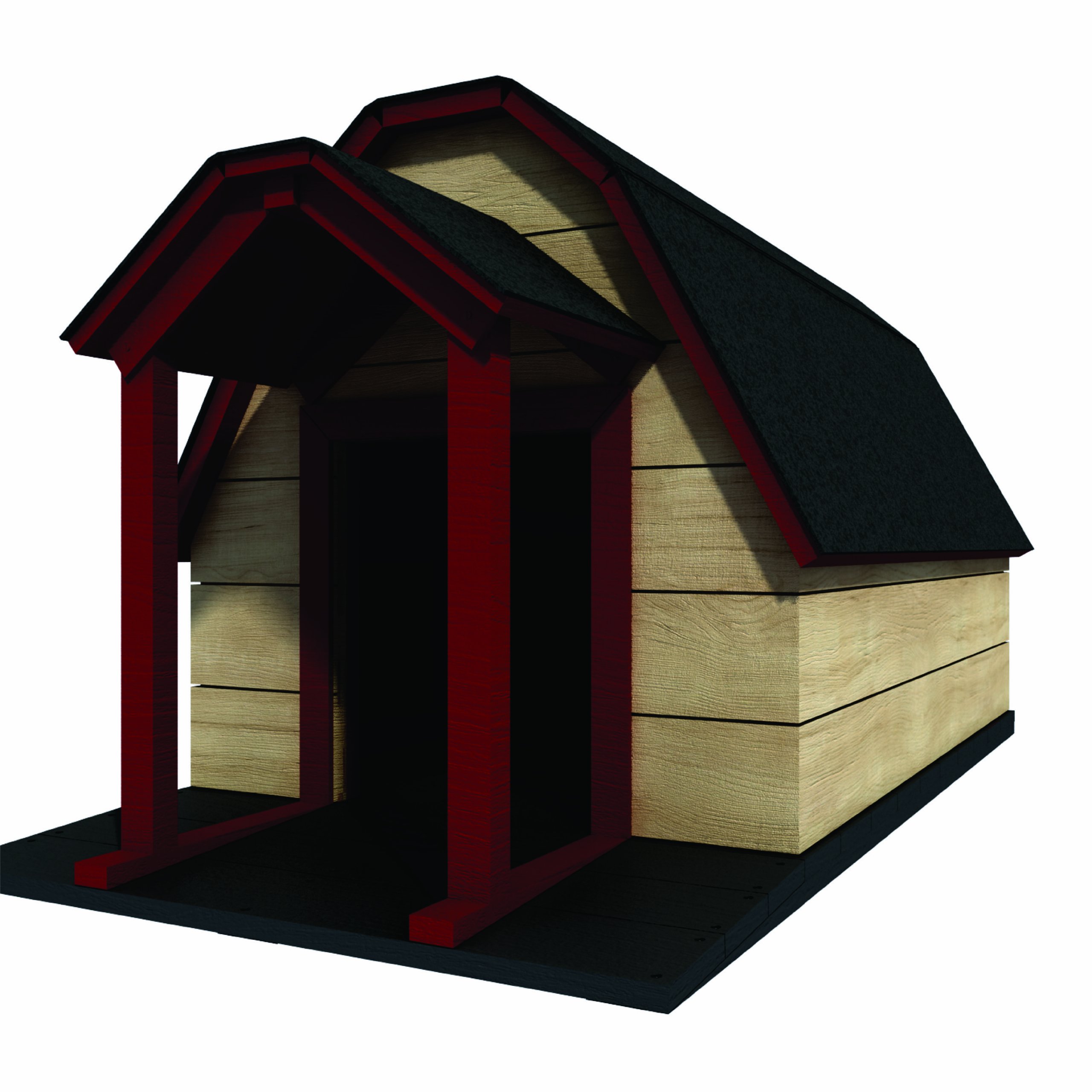39" x 64" Dog House Plans - Gambrel Roof - Pet Size To 150 lbs - Large Dog - 09