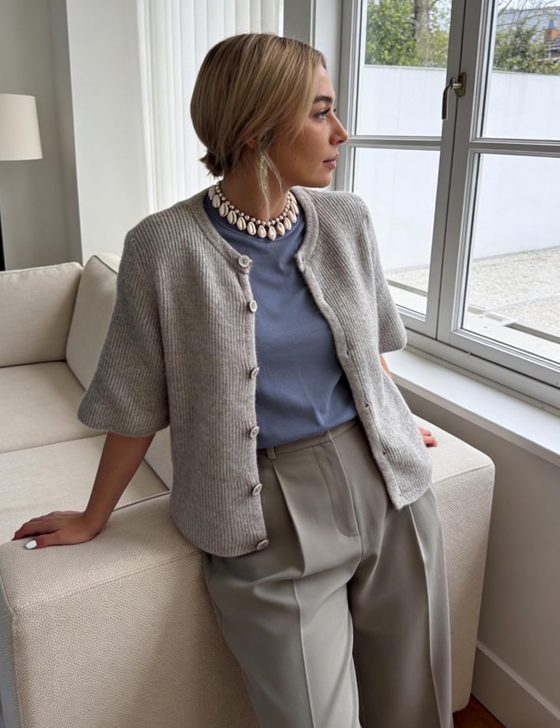 SCUSTY Women's Lightweight Cardigan Short Sleeve Button-Down Summer Cardigan Sweater - Image 5