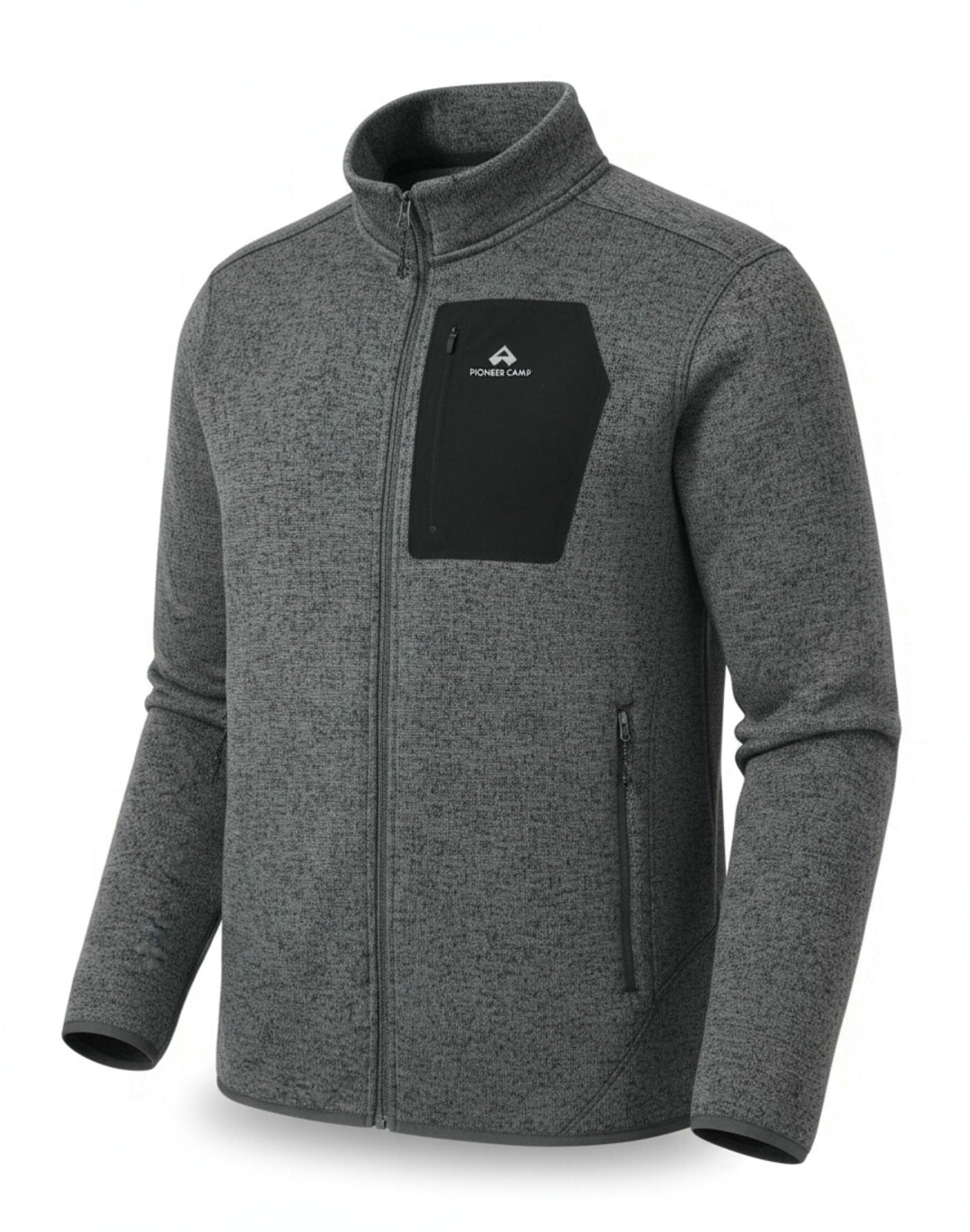 Pioneer Camp Men's Sweater Fleece Jacket Full Zip Hiking Mid Layer | Heather Sweater Flee…