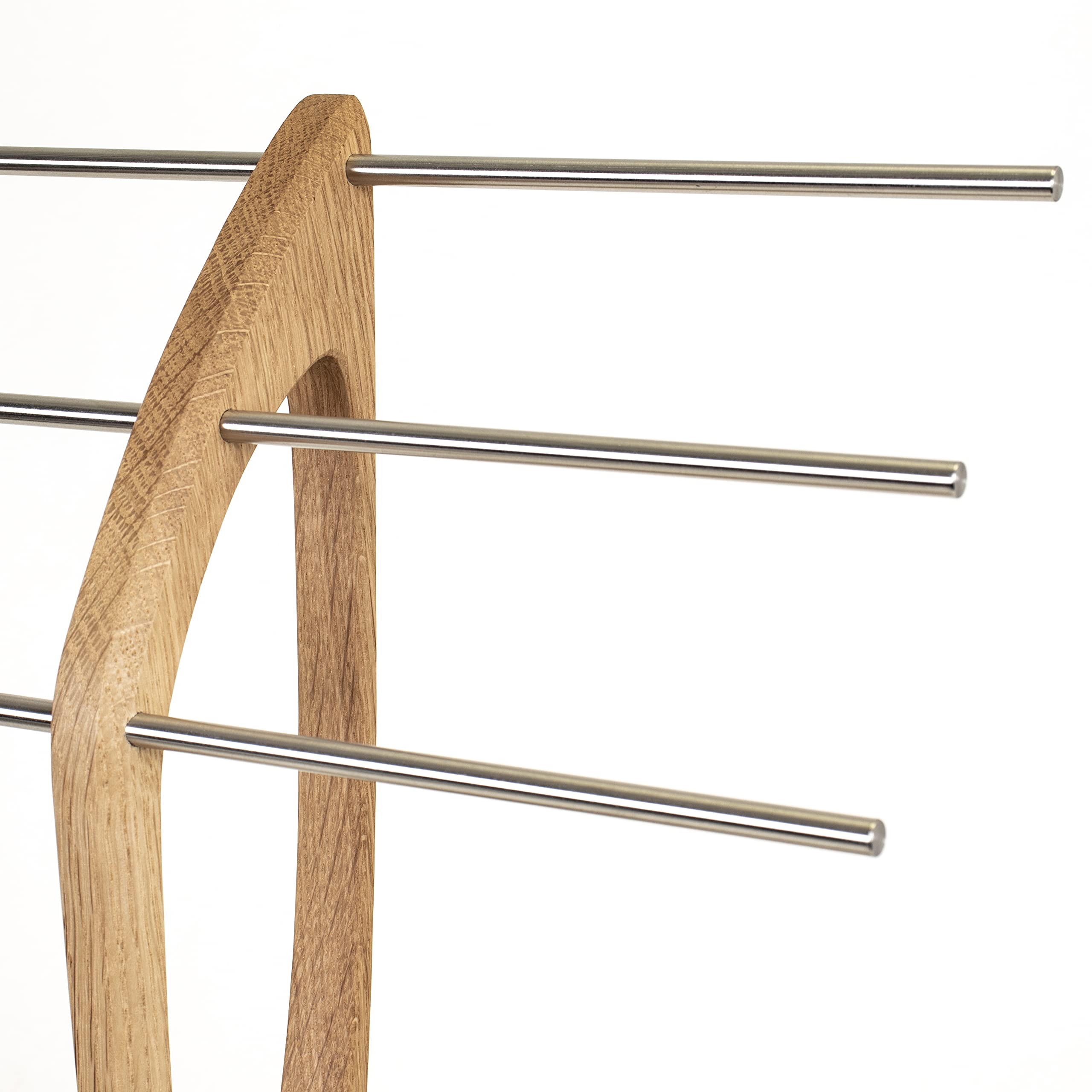Wood and Steel Design Schmuckbaum – Schmuckhalter für Ketten, Ohrringe und Armbänder – Eichenholz Massiv Natur Geölt – Handmade in Germany