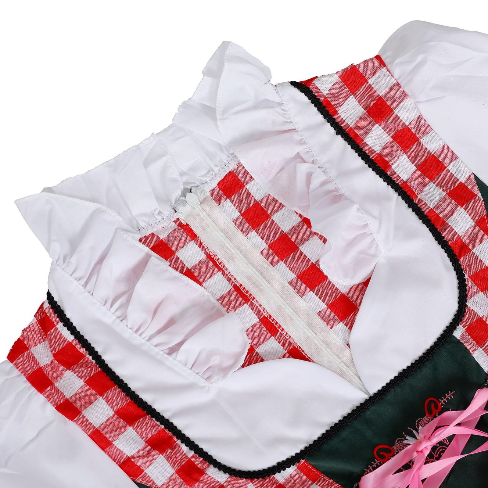SKFLABOOF Dirndl Damen Midi Trachtenkleid mit Schürze Lang Trachtenmode für Oktoberfest Outfit Knielang Dirndlkleid