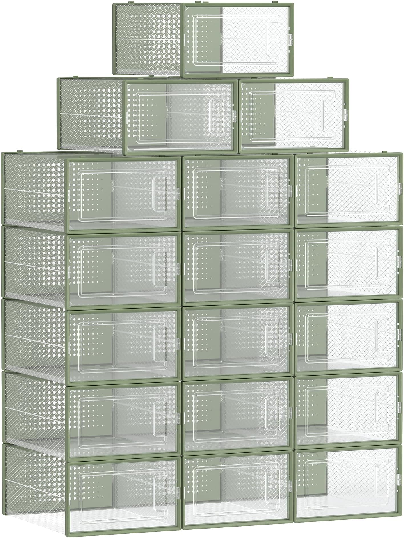 Scatole Organizzatrici Per Scarpe SONGMICS - 12 Pezzi Trasparenti E Bianche, Pieghevoli E Impilabili Fino A Taglia 44 - Foto 14