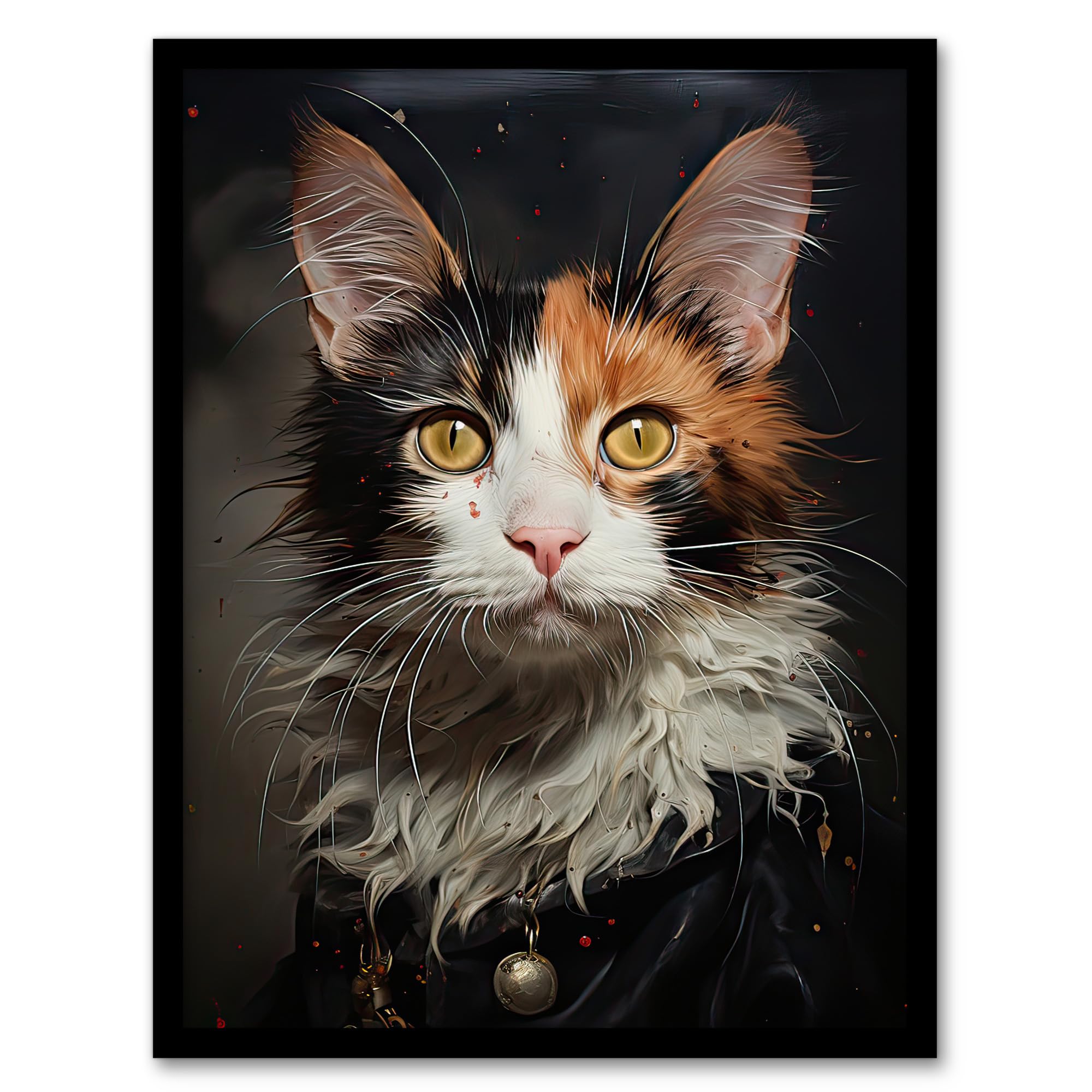 Artery8 Maine Coon Cat Animal Portrait Oil Painting Artwork Framed Wall Art Print 18X24 Inch