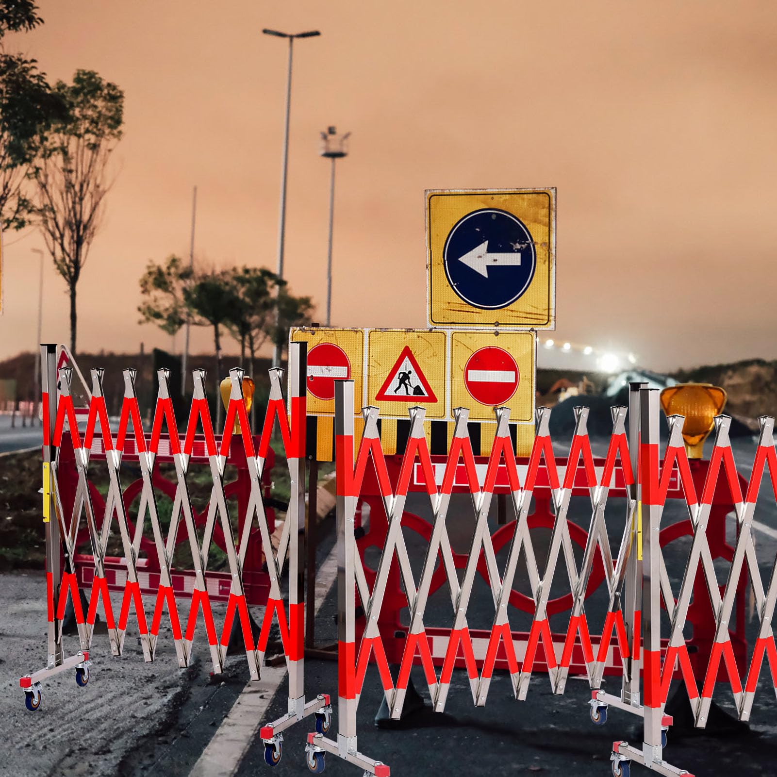 Barriera Retrattile Acciai, Barriera di Transenna Stradale con pulegge Bloccabili, Barriere Retrattili di Sicurezza per uso domestico e commerciale 1.2x2.5M