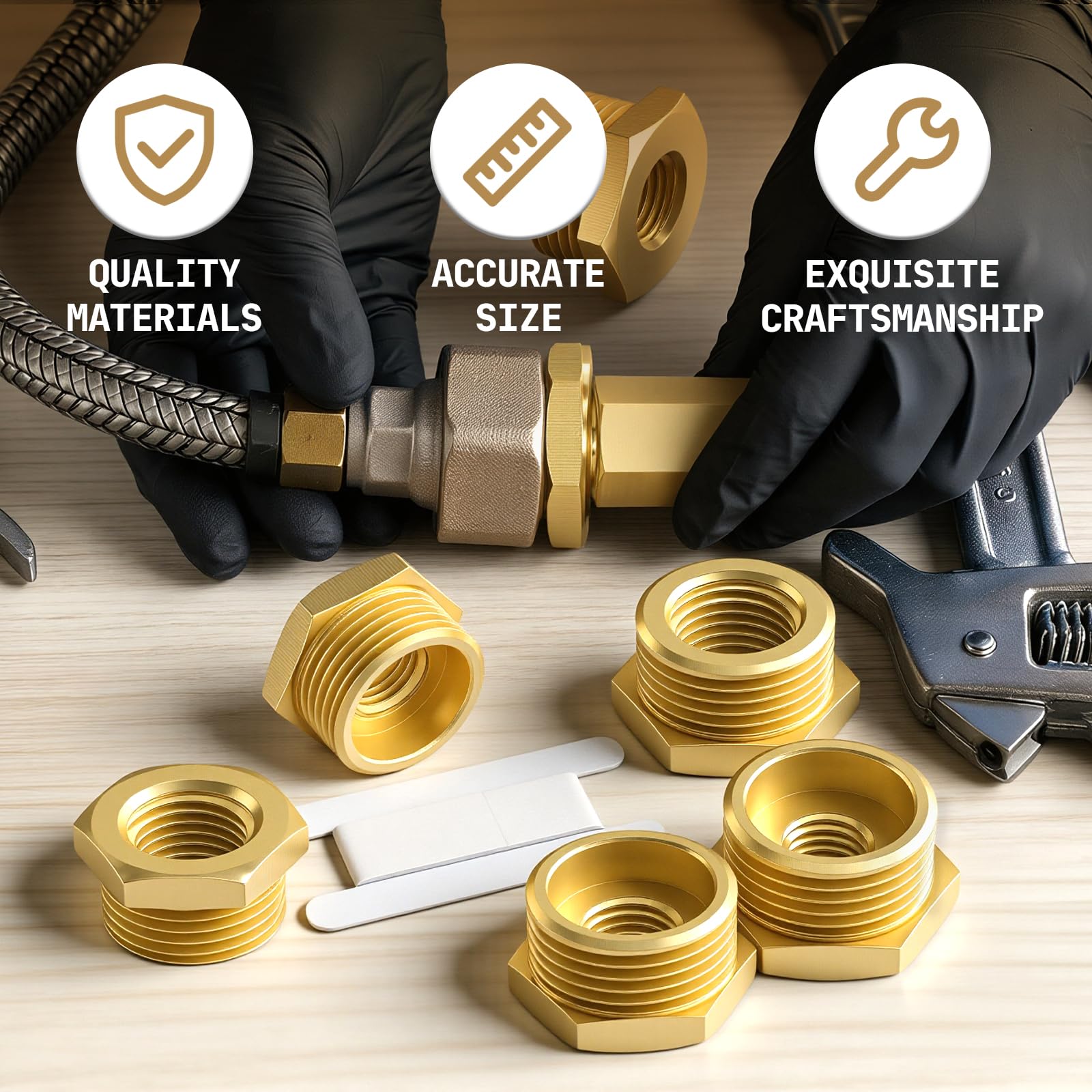 Bwintech 2 pz 1/4" Femmina A 1/2" Maschio BSP Filettatura In Ottone Boccola Esagonale Riduttore Connettore Per Tubo Collegamento Conversione