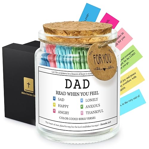 Father's Day Gifts for Dad from Daughter Son, Dad Birthday Gift for Daddy Papa Fathers Day Christian Gifts for Stepdad Step Father in Law Dads Birthday Present Bible Verse Jar