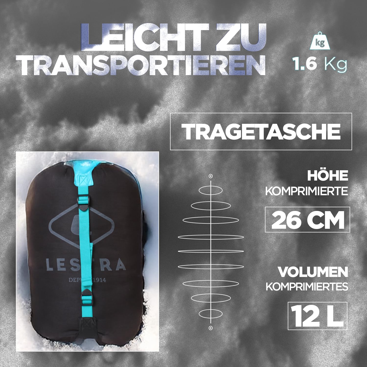Lestra Outdoor - Greenland - Ekstremalny Zimny Śpiwór - T° Limit Komfort -11°C - Ciepło i Komfort - Dorosły - 225 x 80-1,9 kg Wielokolorowy