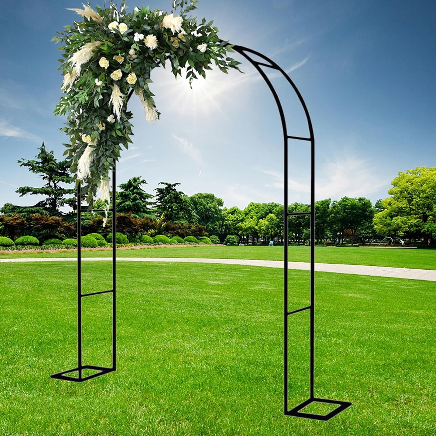 Metal Garden Arch, Wedding Arch Trellis, Assemble Freely, Rose Arch for Various Climbing Plant Roses Vines Bridal Party Decoration Pergola Arbor(Green,120x220x25cm)