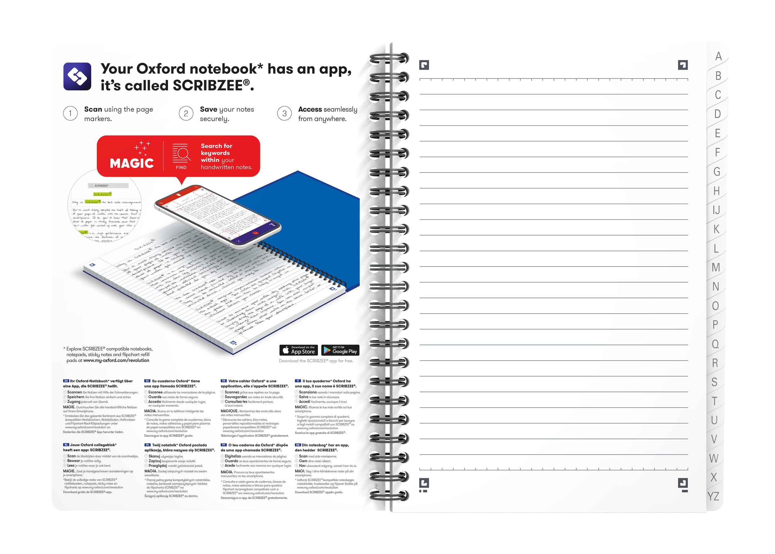 Oxford Répertoire - Lote de 10 libretas de espiral con tapa de polipropileno (14,8 x 21 cm, 180 páginas, pautada, 7 mm)