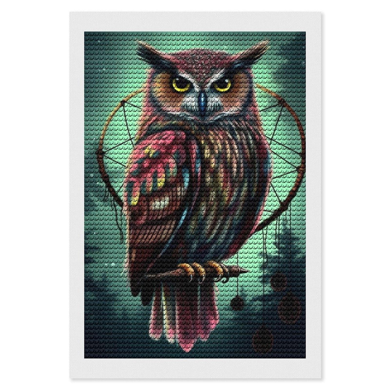 Owl Diamond Art Kits for Adults, DIY 5D Diamonds Painting Kits for Beginner, Round Full Drill Diamond Dots Painting, Diamonds Pictures Gem Art and Crafts Wall Decor 8"x12"