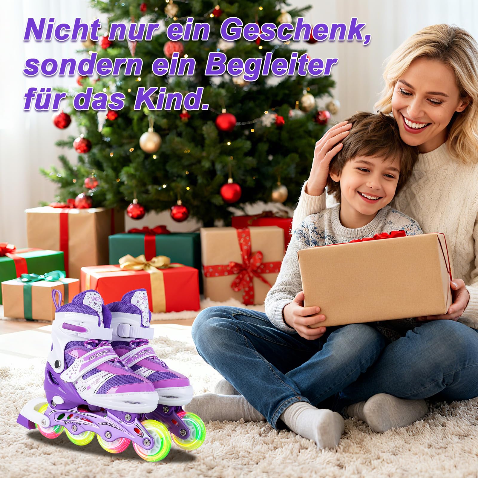 JIFAR Inliner Kinder,Verstellbare Beleuchteten inliner Damen Herren 30-33 34-37,Inline Skates Mädchen Jungen Rollschuhe Kinder Größenverstellbar