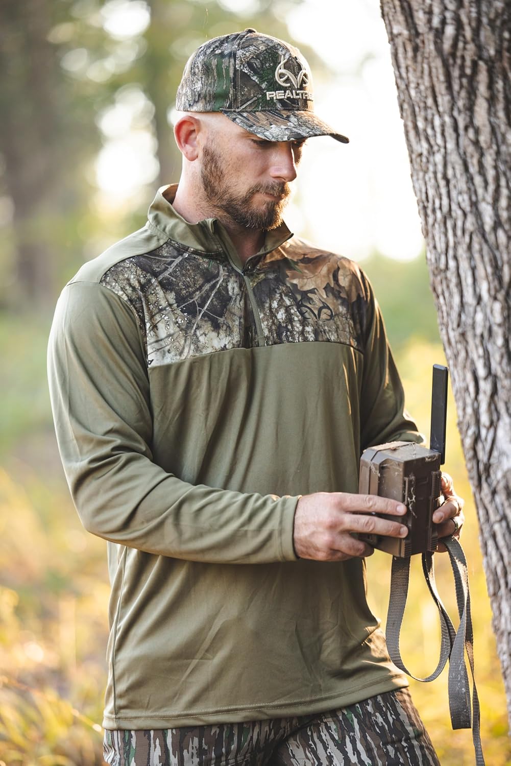 Realtree Men's Strike Performance APX Camo Hoodie Black Fleece | Lightweight, Moisture-Wicking Outdoor Gear