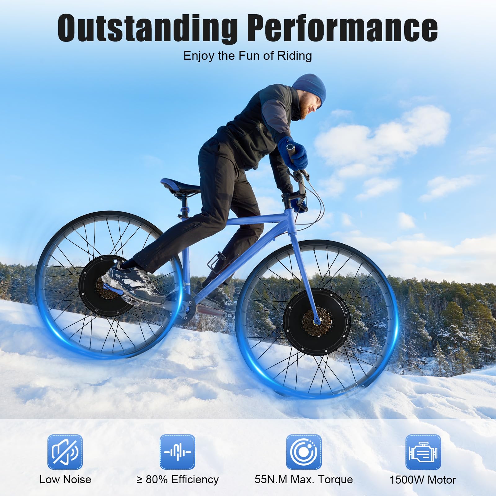 26in Front Wheel Ebike Hub Motor Conversion Kit, 36V 1500W Brushless Motor Kit with Controller, Electric Bicycle E-Bike Engine Electric Scooter Motorcycle Motor Conversion Kit