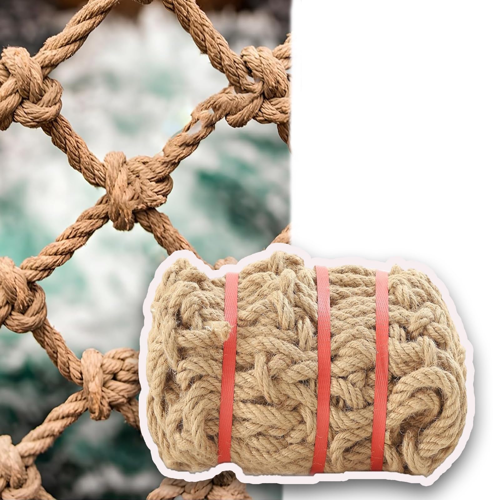 Gjzqdkx Heavy-Duty Safety Anti-Fall Fence Net 23X23ft - Jute Hemp Climbing Cargo Net For Indoor/Outdoor Use, Ideal For Loft, Balcony, Stairs & Playgrounds