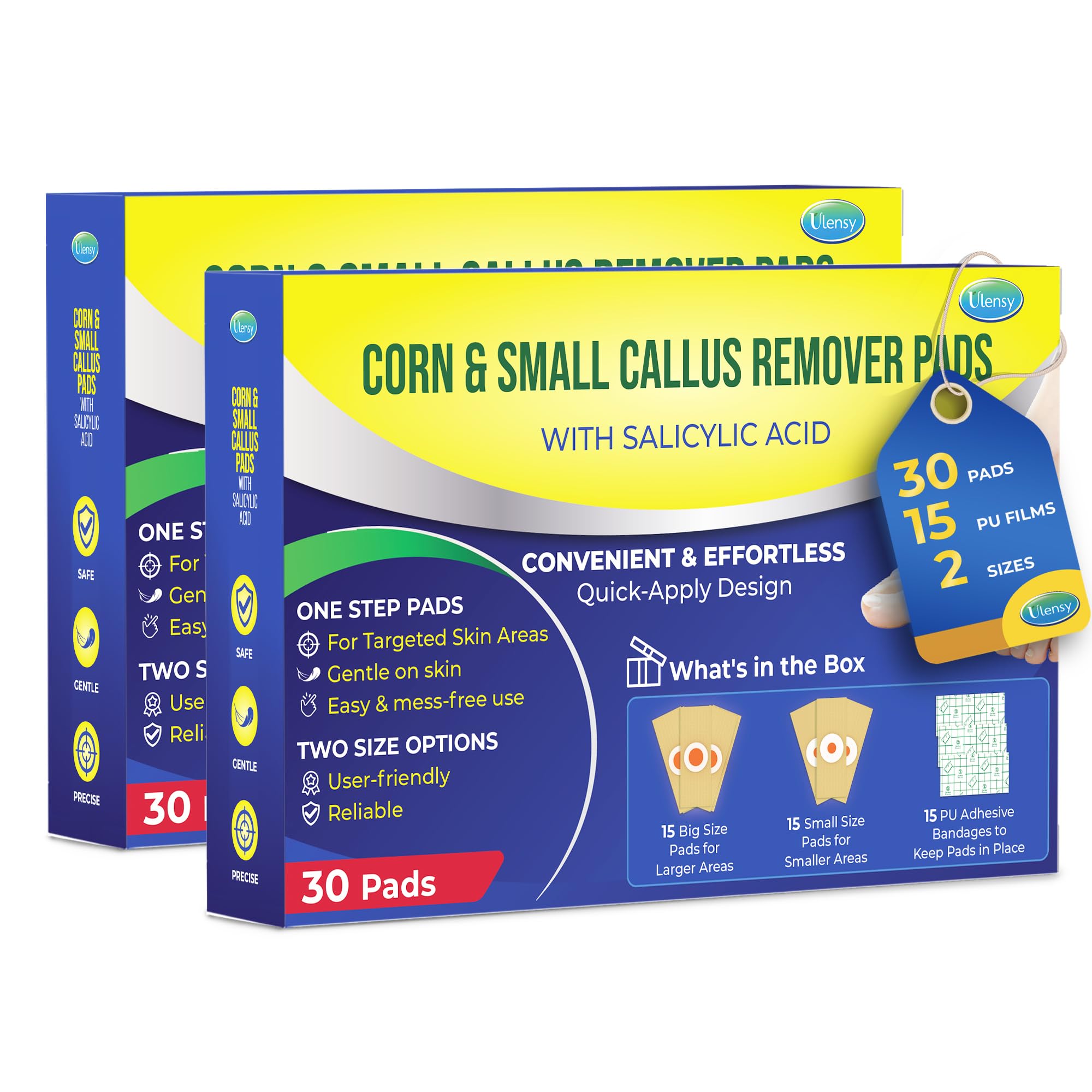 Ulensy Corn Remover Pads for Feet Toes: 60-Pack Sapphire Blue