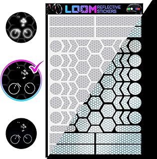 LOOM Reflective Stickers Kit (67pcs Prism-Gray)• Nighttime Safety Waterproof Self-Adhesive Decals for Helmets, Skateboard, Bike, Scooter, E-Bike, Motorcycle & Strollers • Bright Colors