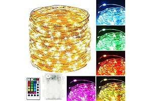 39Ft 120 Battery Operated Outdoor String Lights with Remote, Timer - RGB...