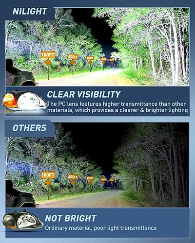 Miniatura 3 de Nilight Conjunto de faros delanteros, faros de repuesto, carcasa negra, reflector ámbar, lente transparente mejorada, para el lado del conductor y