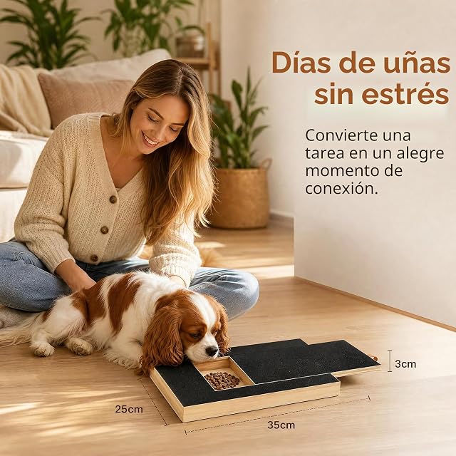 Foto 6 de 8 de Linzerry Rascador para Perros con Caja de Aperitivos, 35x25x3cm Tabla Rascador de Madera para Perros