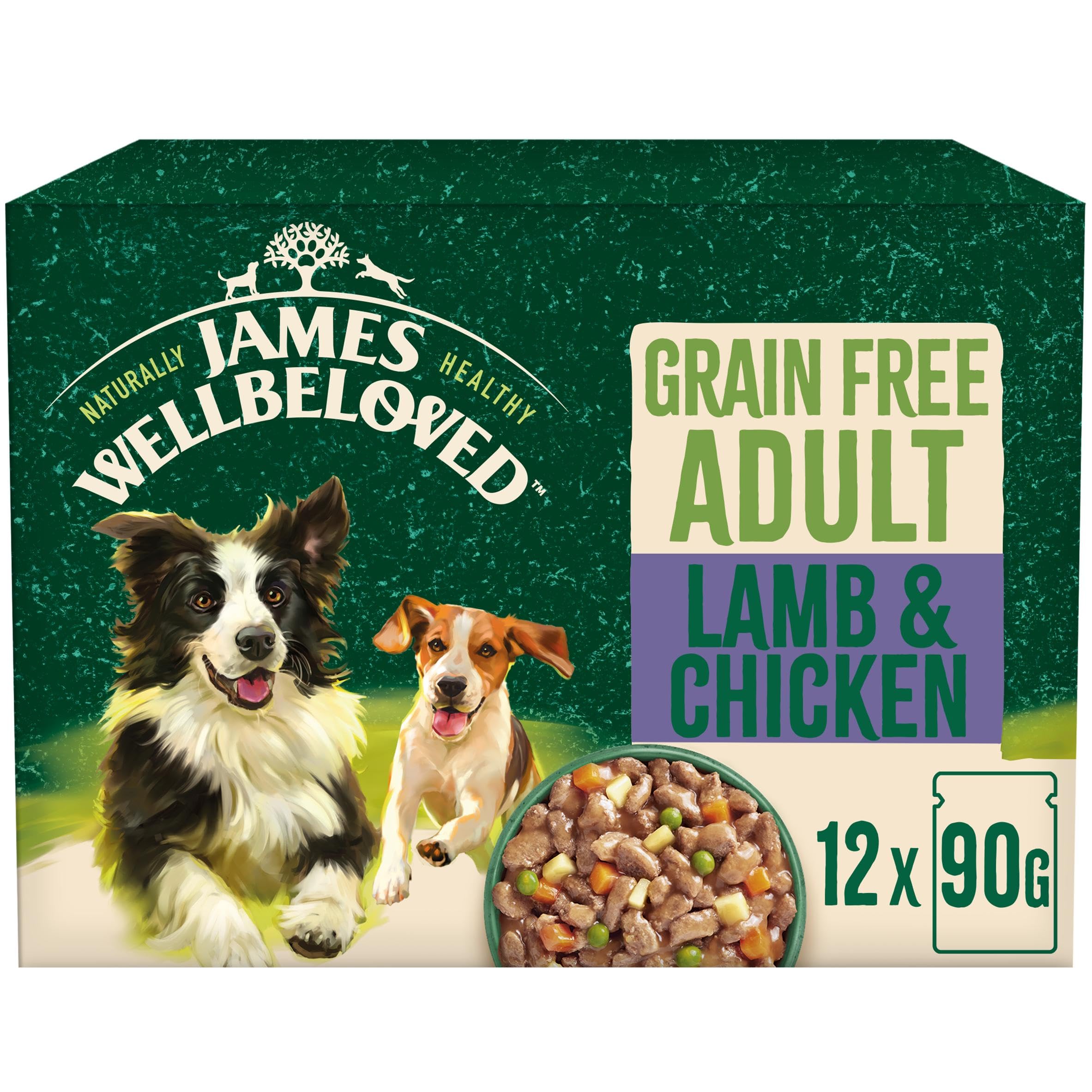 James Wellbeloved Adult Hypoallergenic Grain Free Pouches - Lamb & Chicken In Gravy - 12 X 90G