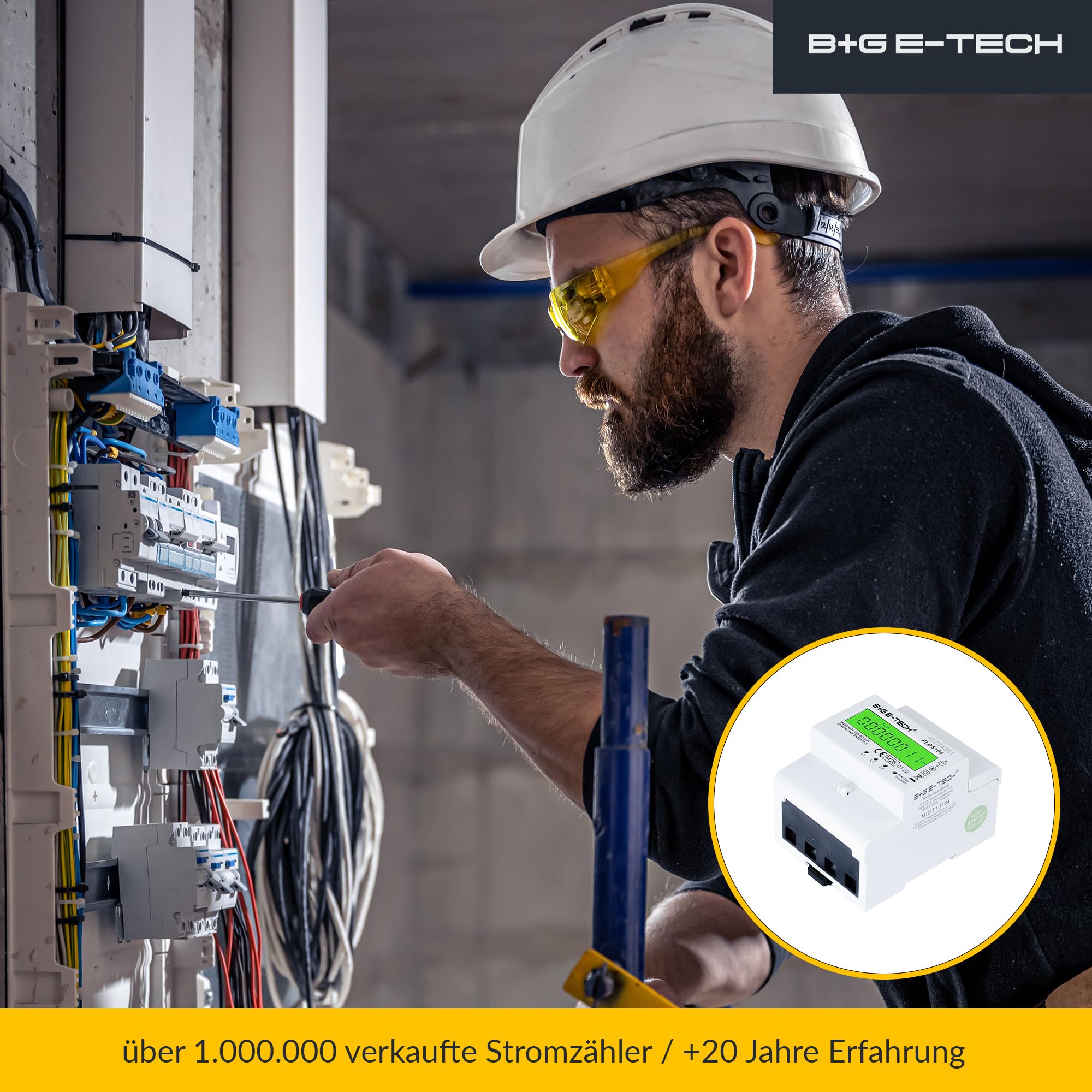 3 Phasen Drehstromzähler [FLDS100 - MID 26] - Stromzähler für TS35 Hutschiene, MID geeicht, digitaler LCD Drehstromzähler mit S0, 100A, 400V