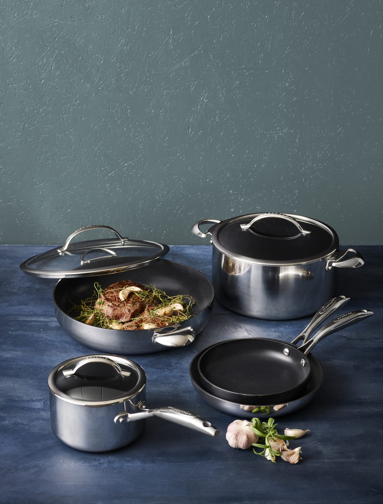 Scanpan HaptIQ 2.75qt/7in Nonstick Induction Suitable Cov. Saucepan, Mirror Polished Stainless Exterior