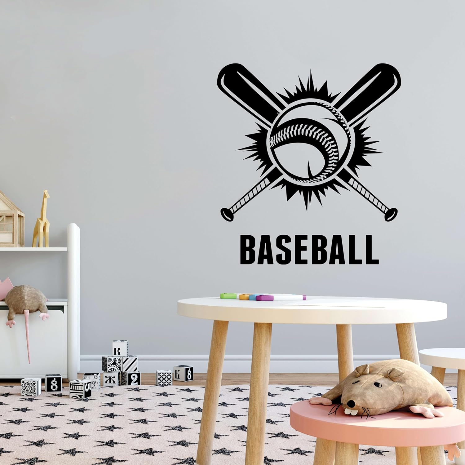 Design With Vinyl Wall Decal Baseball Crossed Baseball Bats Bedroom Wall Sticker Decoration - Removable Size: 29.7 in x 33 in 29.7 In x 33 In Black