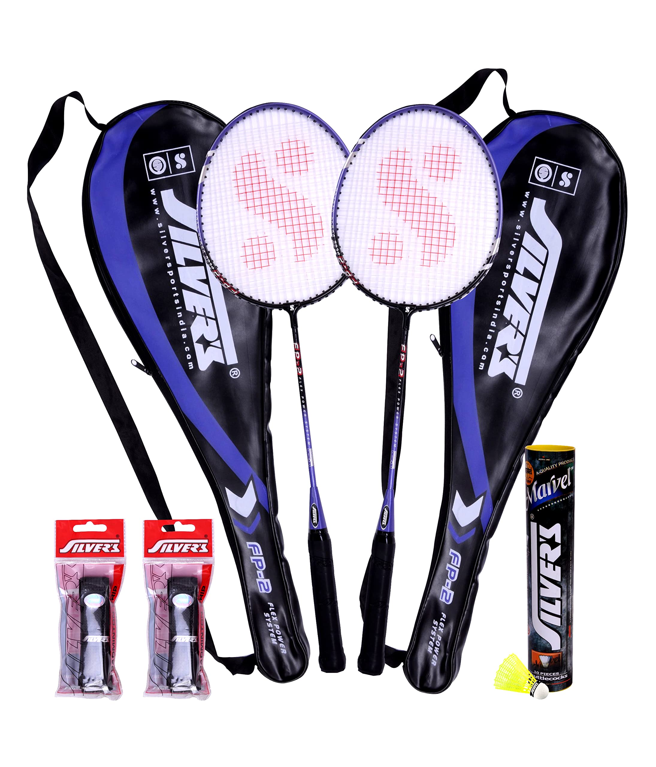 Silvers Flex Power (2 Badminton Rackets with Cover, 10 Plastic Shuttlecock and 2 PVC Grips) (B0BCGKTMRW) Amazon Price History, Amazon Price Tracker