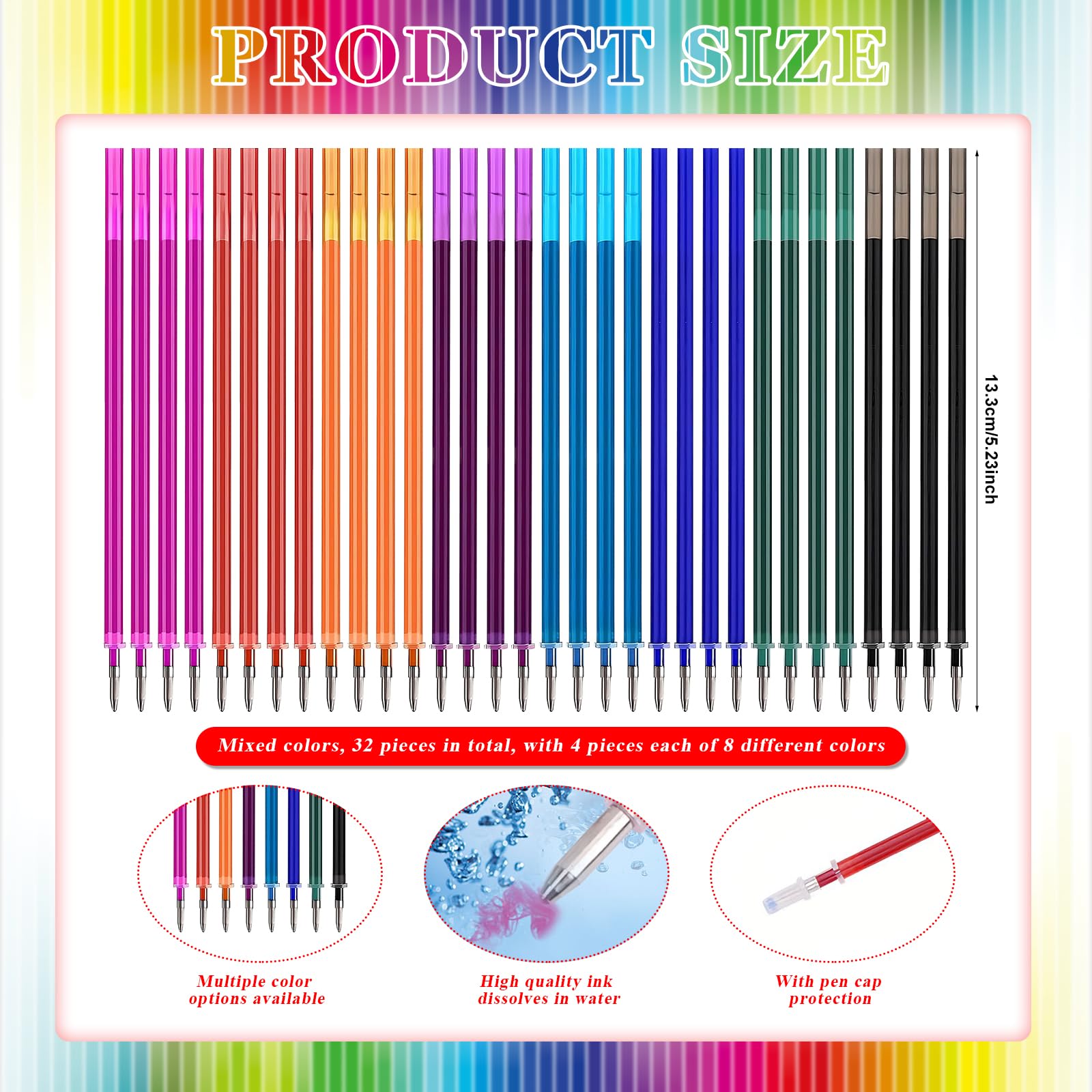 Ricariche Cancellabili per Penna Gel 32 Pezzi Compatibili Legami Punta 0,7 mm Inchiostro Termosensibile