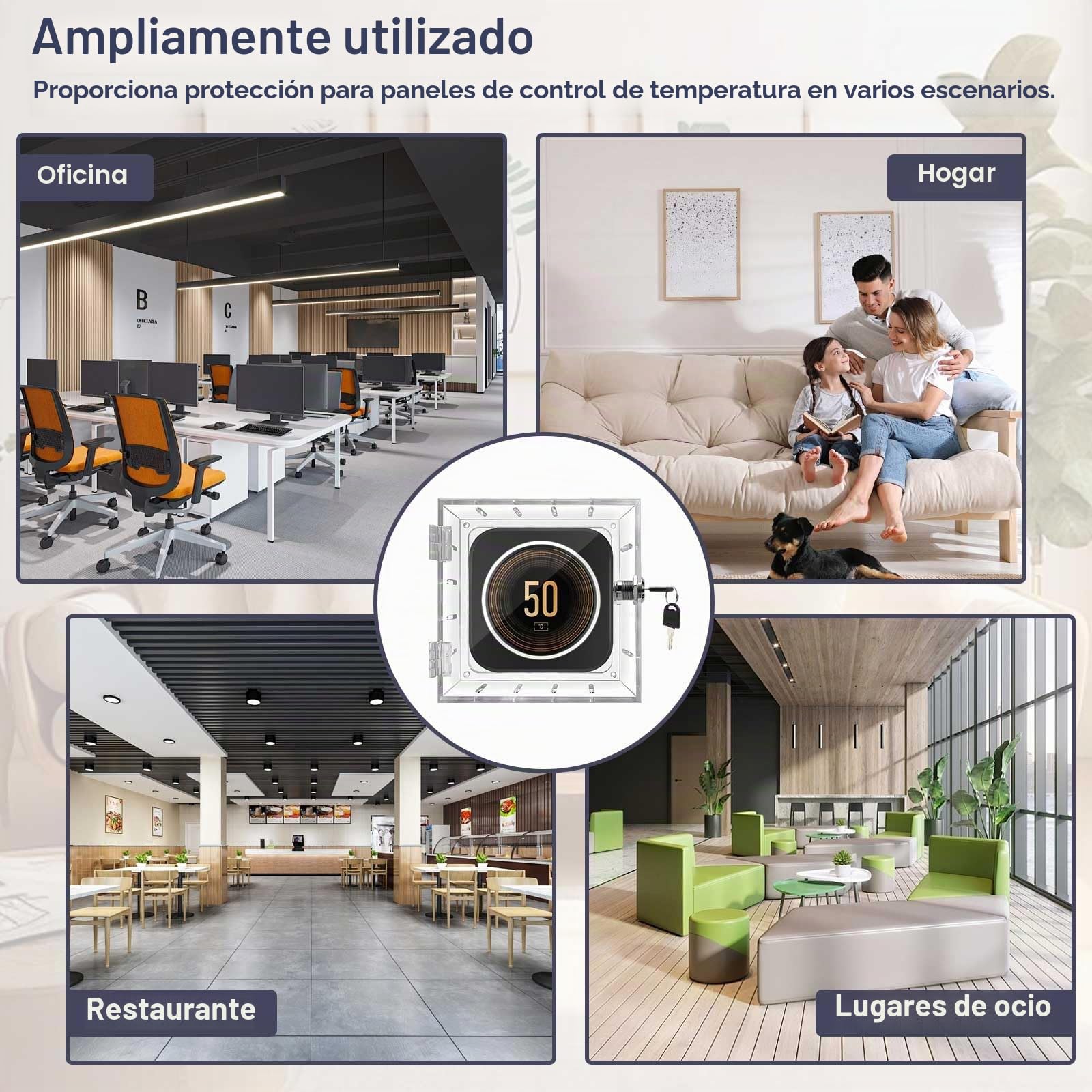 Caja protectora de termo acrílico montada en la pared con 4 tornillos y pernos, cubierta protectora transparente para termostato para restaurantes, escuela,