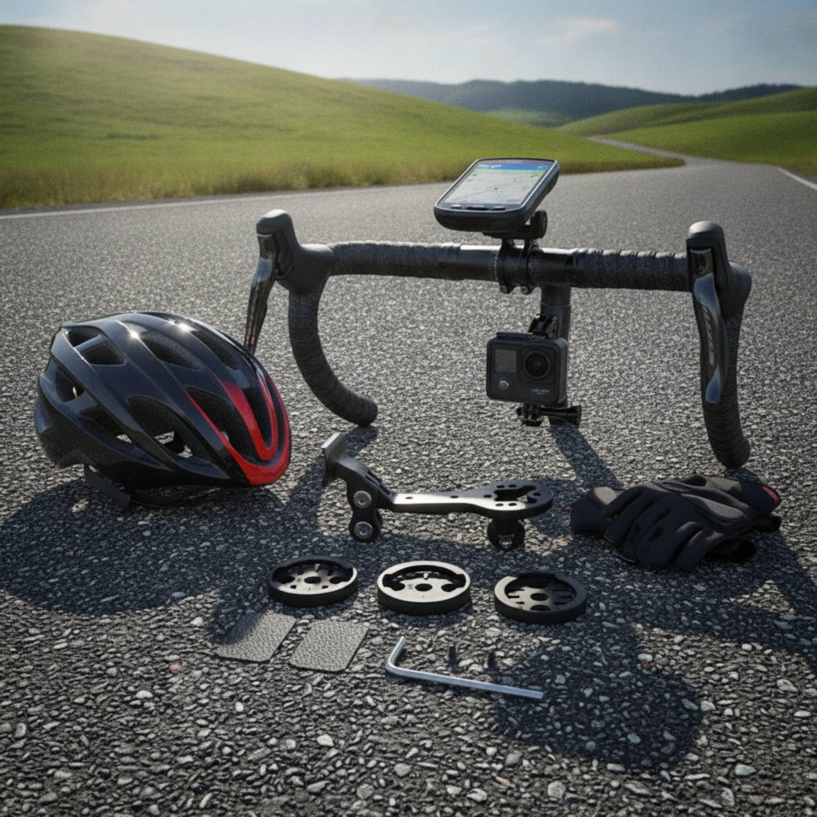 Baoblaze Support Guidon Vélo Support Compteur Caméra Éclairage Matériau Aluminium Plastique Robustesse Légèreté Compatibilité Multi Appareils Adapté au