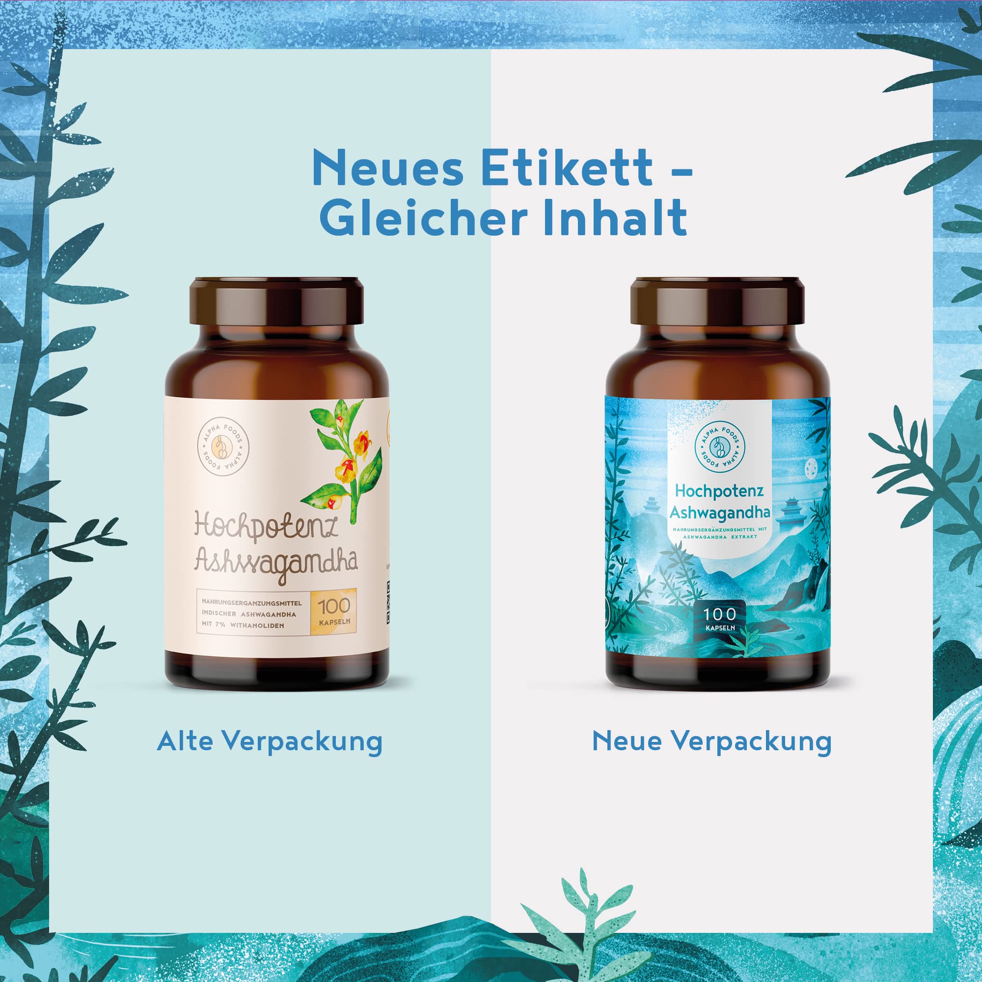 Ashwagandha Kapseln hochdosiert - 500mg Ashwagandha Extrakt pro Tagesdosis mit 35mg Withanolide - indische Schlaf Beere - 100 vegane Kapseln