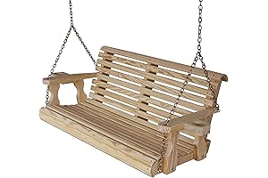 Amish Casual Roll Back 4ft Heavy Duty 800 Lb Treated Porch Swing with Cupholders