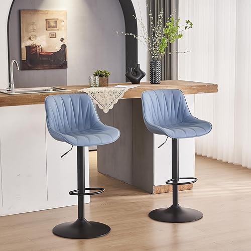 YOUNIKE Bar Stools Set of 2 for Kitchen Island, Blue