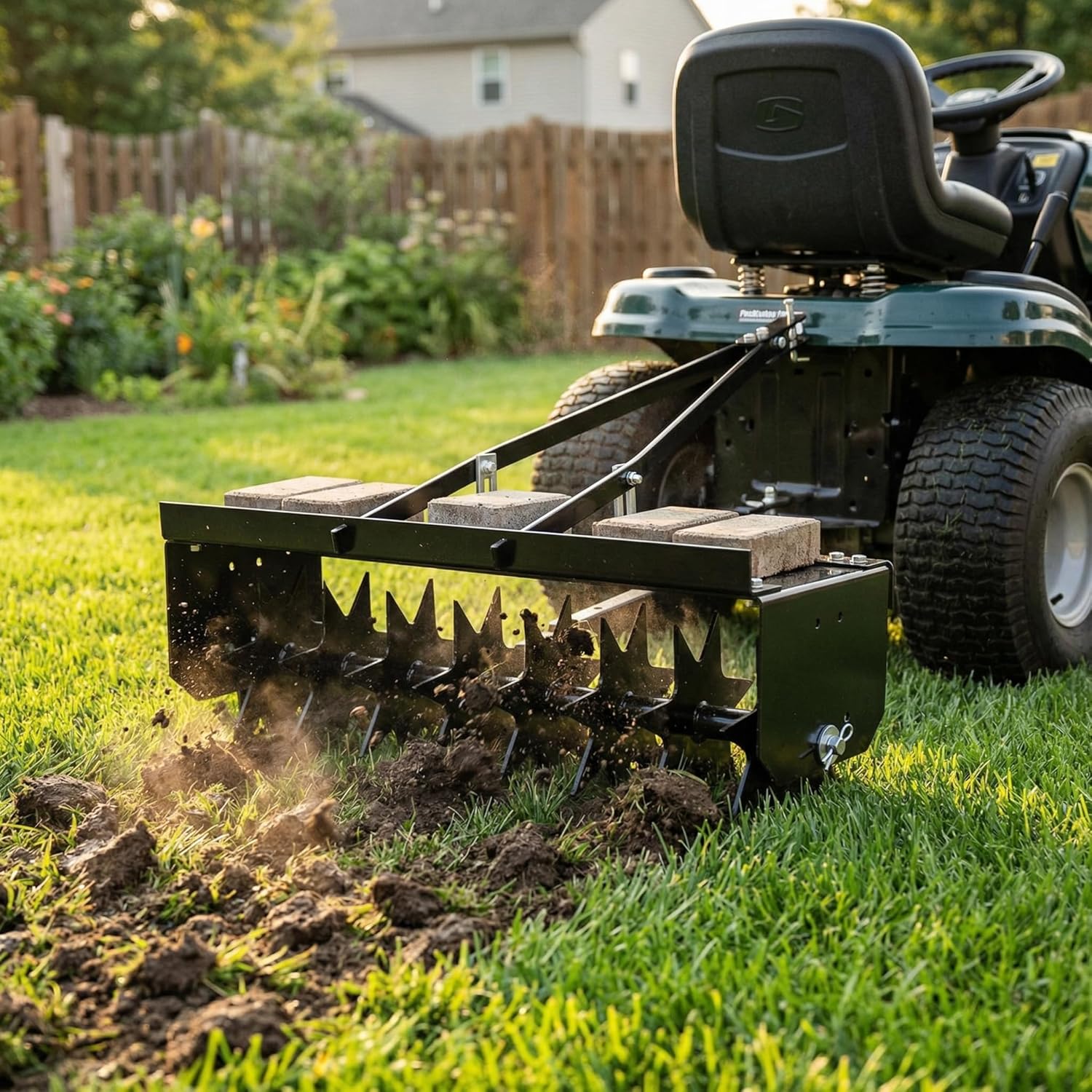 35" Tow Behind Aerator, 300LBS Load-Bearing Capacity Rolling Lawn Aerator, Manual Tow Behind Aerator for Lawn,Yard and Garden, Alloy Steel Black