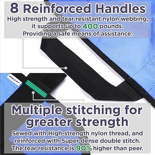 Miniatura 6 de Almohadillas de cama con asas, almohadillas de transferencia para ancianos, asistente de ayuda de hojas para levantamiento corporal, torneado,