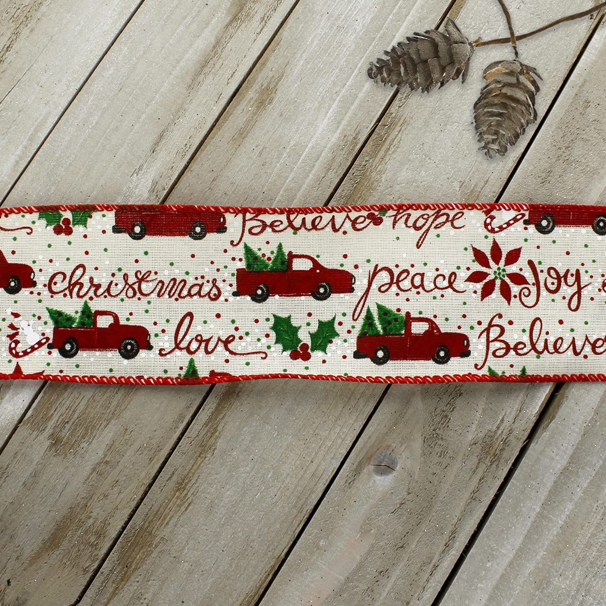 Holiday Red Truck natürliches Drahtband, 6,4 cm x 9,1 m
