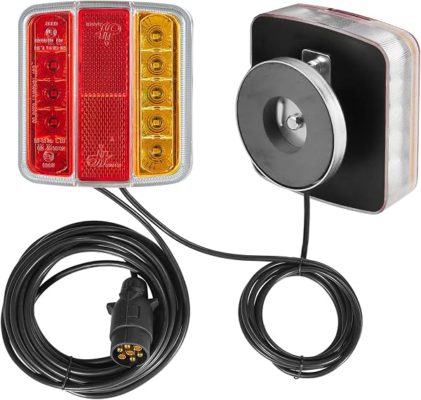 LED Magnetic Trailer Lights, Magnetic Led Trailer Lights With Cable 12V, LED Towing Tail Lights With Magnets Wired 2.5M/7.5M Cable and 7pin Trailer Plug - 1