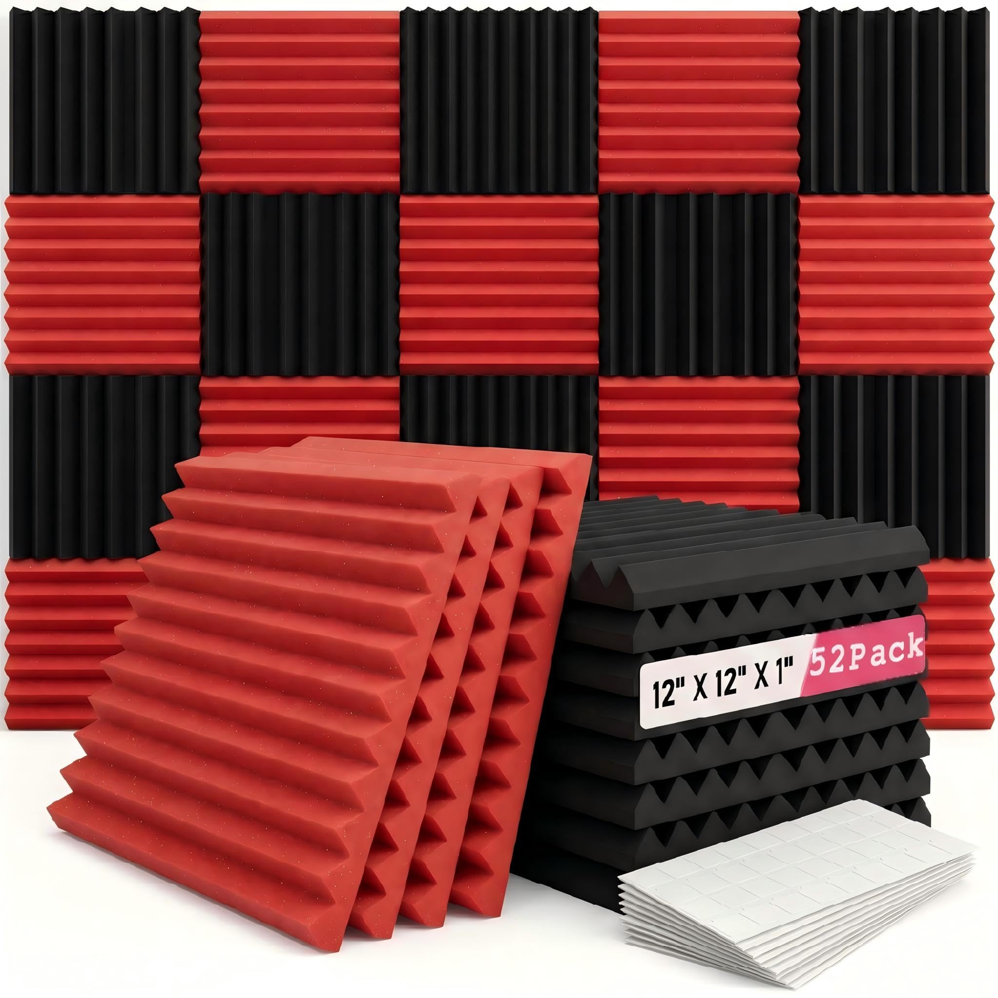 48 paneles de pared para absorción de sonido; espuma de insonorización para estudio de 2,54 x 30,48 x 30,48 cm