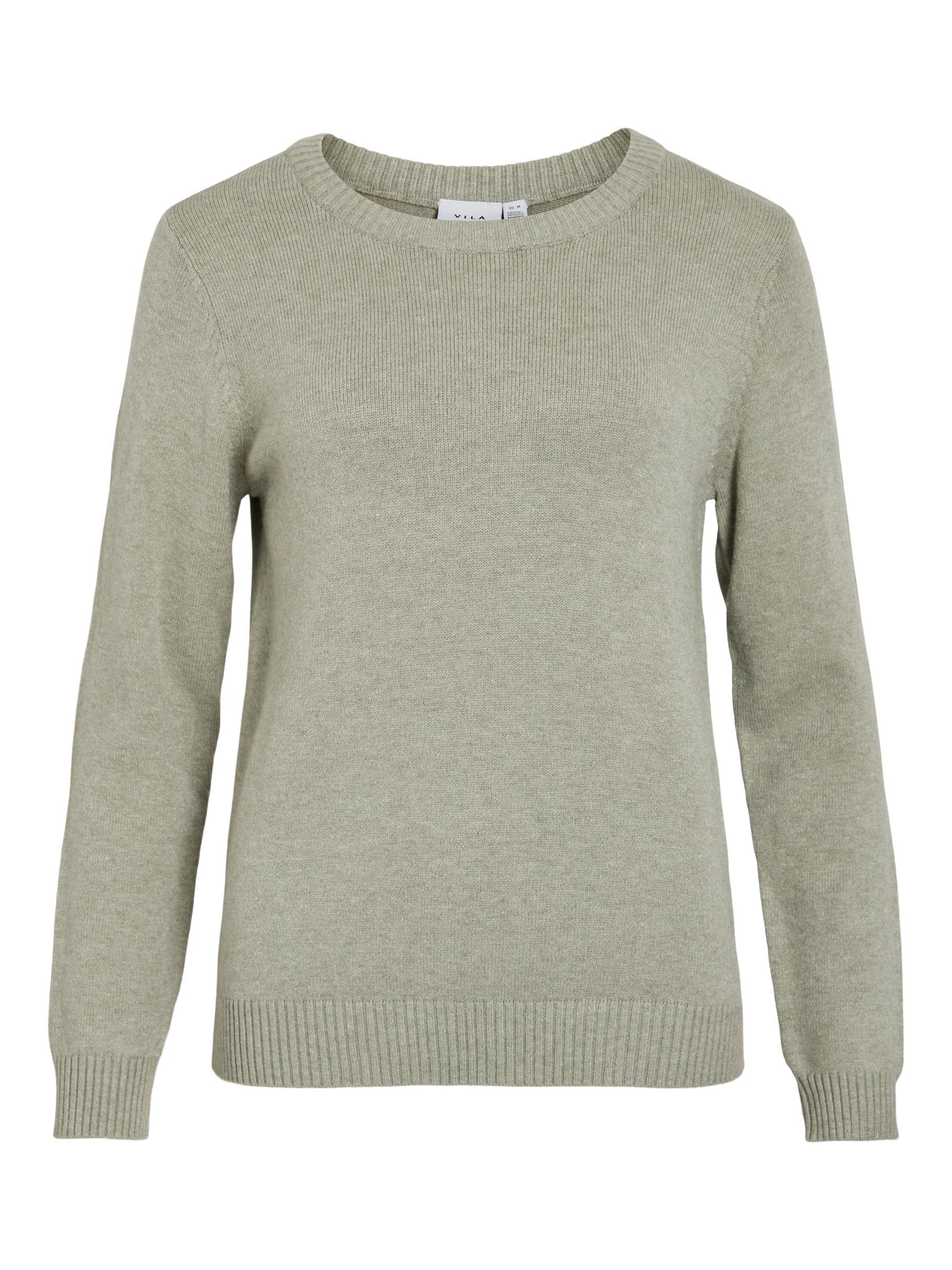 Vila Female Knitted Jumper VIRIL Crew Neck, Oil Green/Detail:Melange, XL