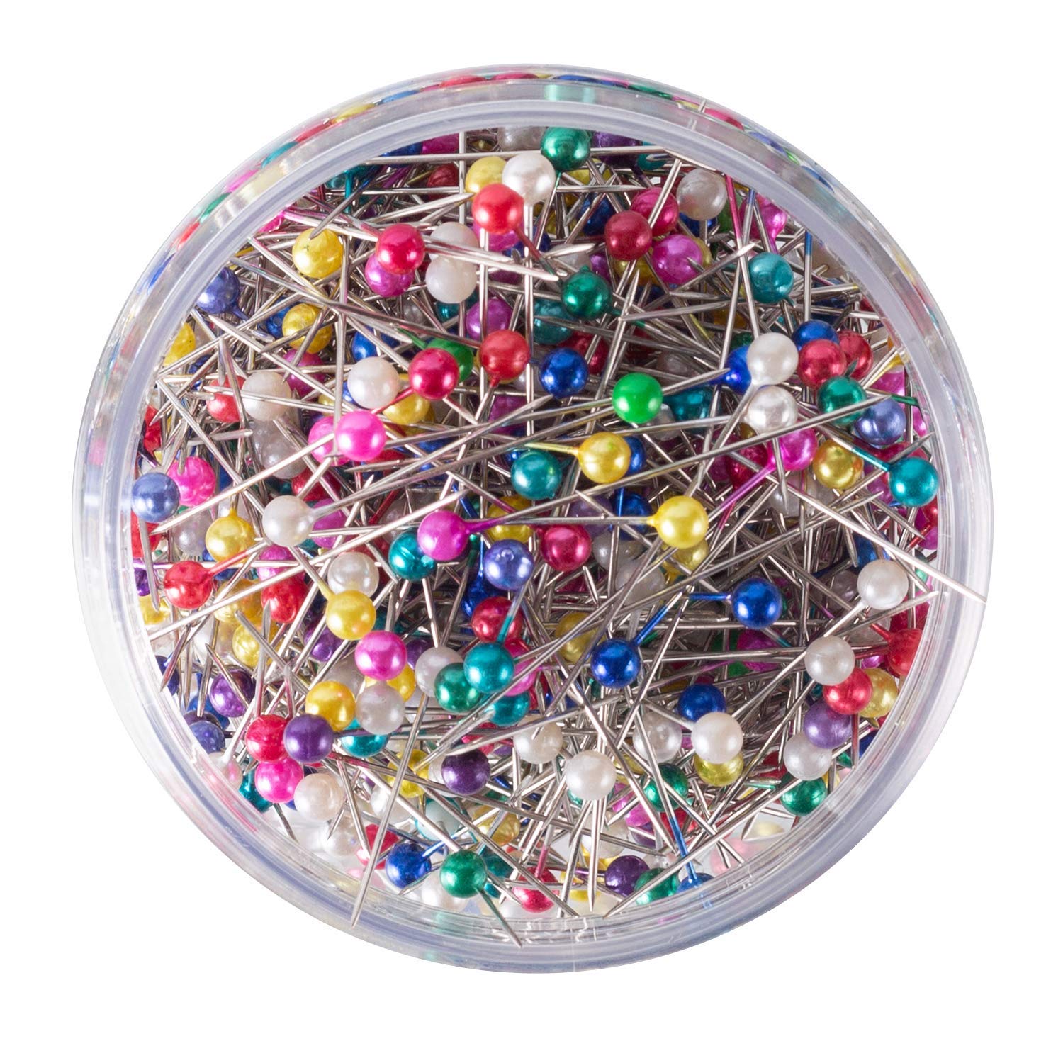DIY Crafts Pack of 1, 10 Colors, 1200 Pieces Sewing Pins 38mm Glass Ball Head Pins for Dressmaking Jewelry Components Flower Decoration (Pack of 1, 10 Colors) 2
