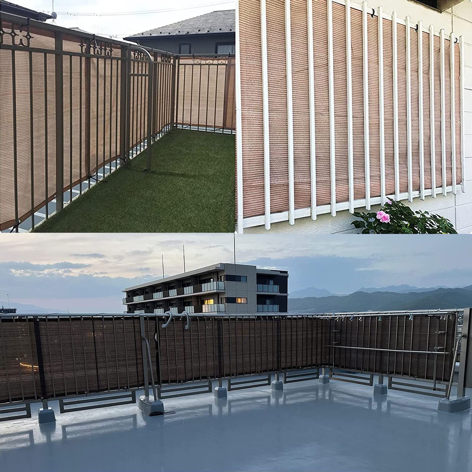 Elegancki szary balkon ochrona przed promieniowaniem UV 130 x 900 cm zawiera elementy mocujące i linę, idealne do balustrad i mieszkań, rozwiązanie do dekoracji na zewnątrz