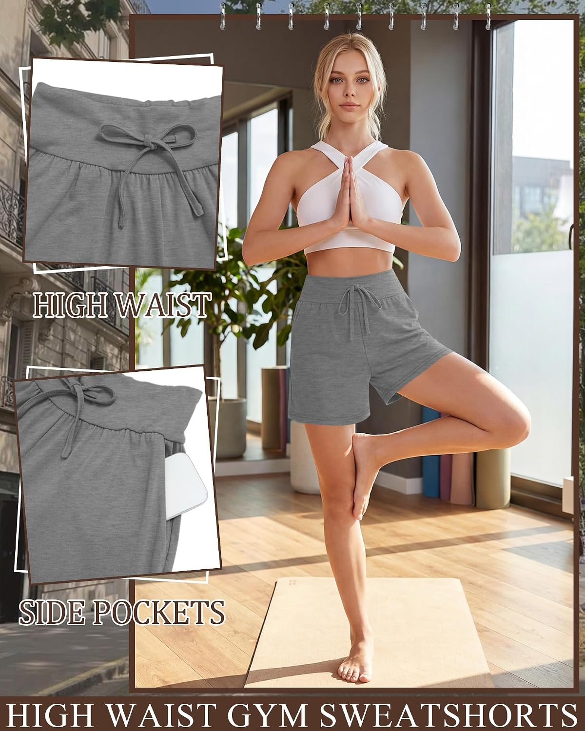 3 Pack Women's Lounge Shorts Cotton Drawstring High Waisted Casual Lightweight Summer Sweat Shorts with Pockets