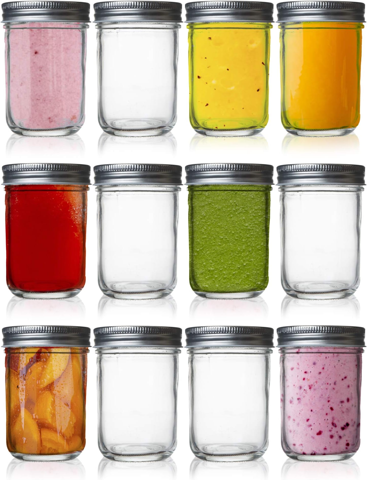 Seacoast6.75 Oz Clear Jelly Jars with Steel Lids, Set of 12 (Wide Mouth)