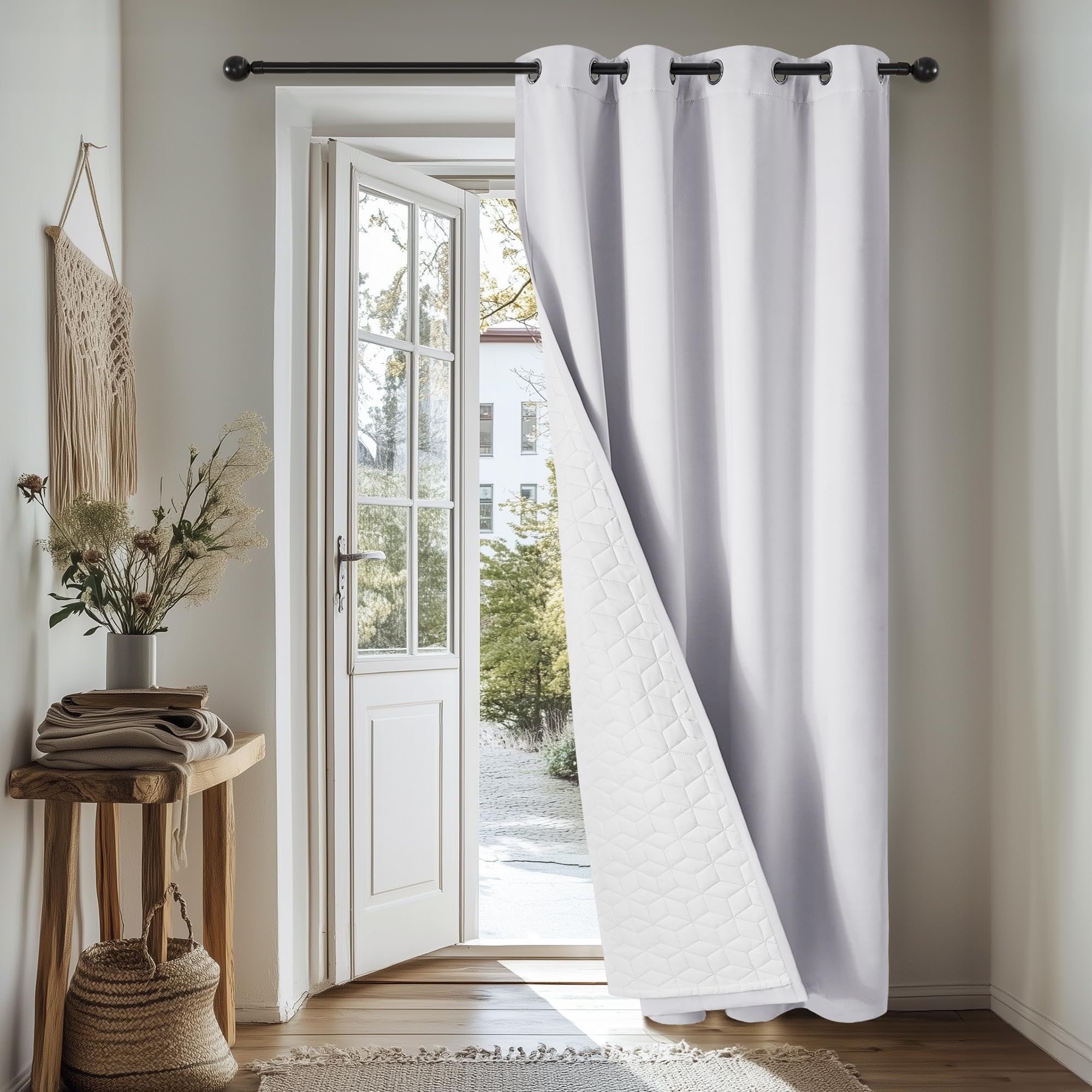 Deconovo Cortinas Salon Modernas Opacas Térmicas Aislantes Frio y Calor Invierno con Ollaos 1 Pieza 140x260cm Gris Perla Global Recycled Standard OEKO-TEX STANDARD 100 Global Recycled Standard Global Recycled Standard